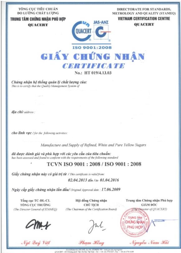 Giấy chứng nhận chất lượng (CQ)